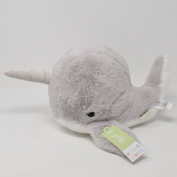 Pier 1 Other - Pier 1 Imports Narwhal Plush Niguel Soft Stuffed Animal Toy Grey 15" New Plush